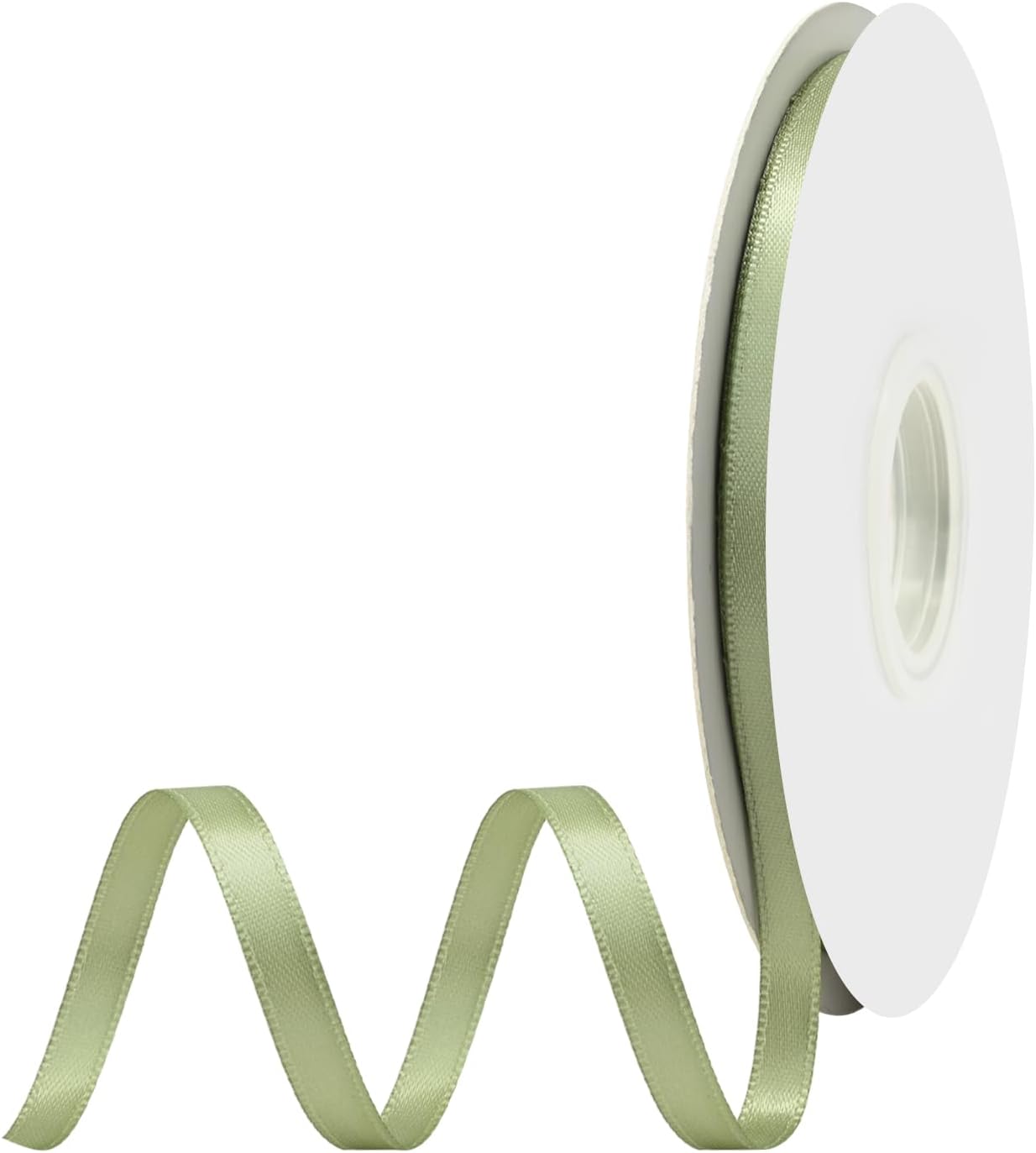 Spring Moss Satin Ribbon 1/4" X 50 Yards Solid Color Double Faced Ribbons Perfect for Crafts Wedding Decor Bow Making Arts Sewing and More