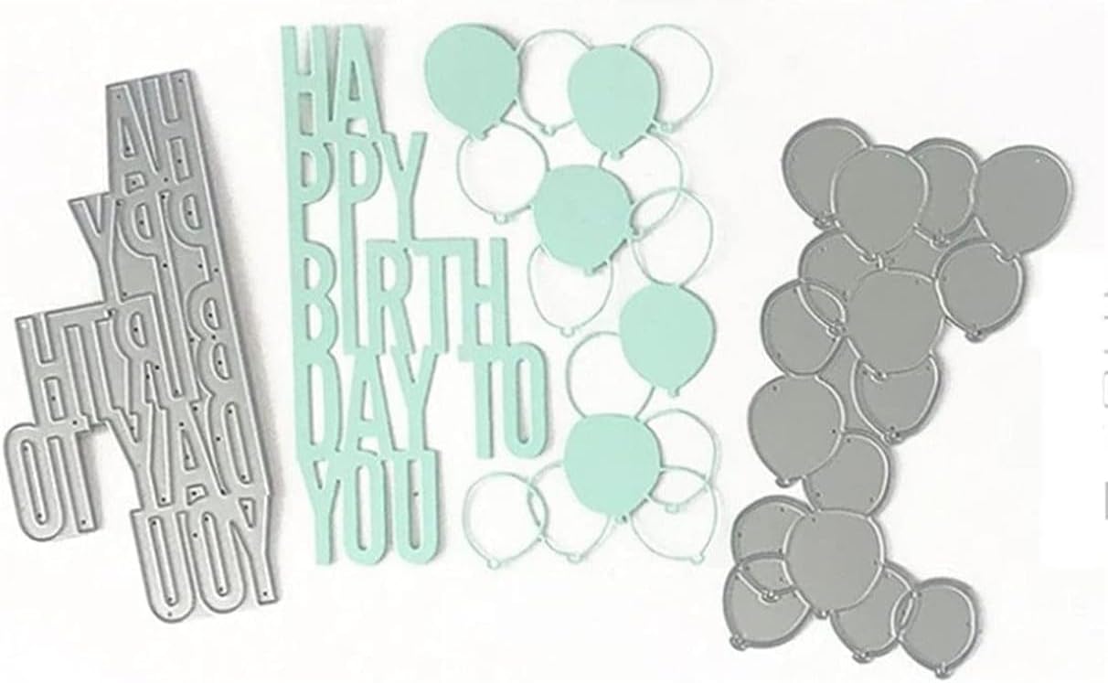 Mvchifay Cutting Dies for Card Making Metal Die-Cuts Scrapbooking Tool Hollow Frame DIY Craft Punch Template Embossing for Paper Album Decor (Happy Birthday Ballon-4.7x5.7in)