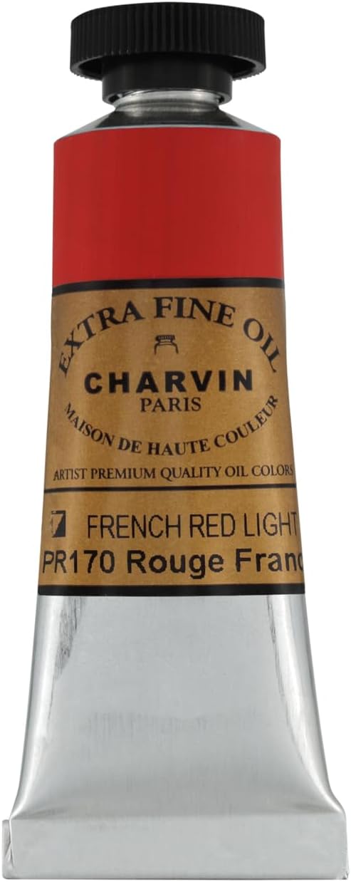 Charvin Extra Fine Oil Paint, French Red Light 20 mL - Triple-Milled, Rich Texture, Poppy Oil-Based, Light-Fast, Handmade, Archival Quality