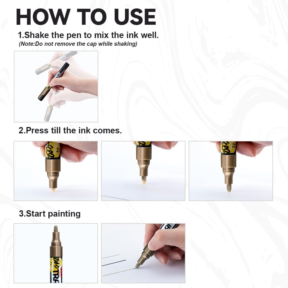 TRANSON 4 Colors Permanent Paint Markers for Fabric Rock Craft Diy Painting Medium Tip Oil Based Waterproof