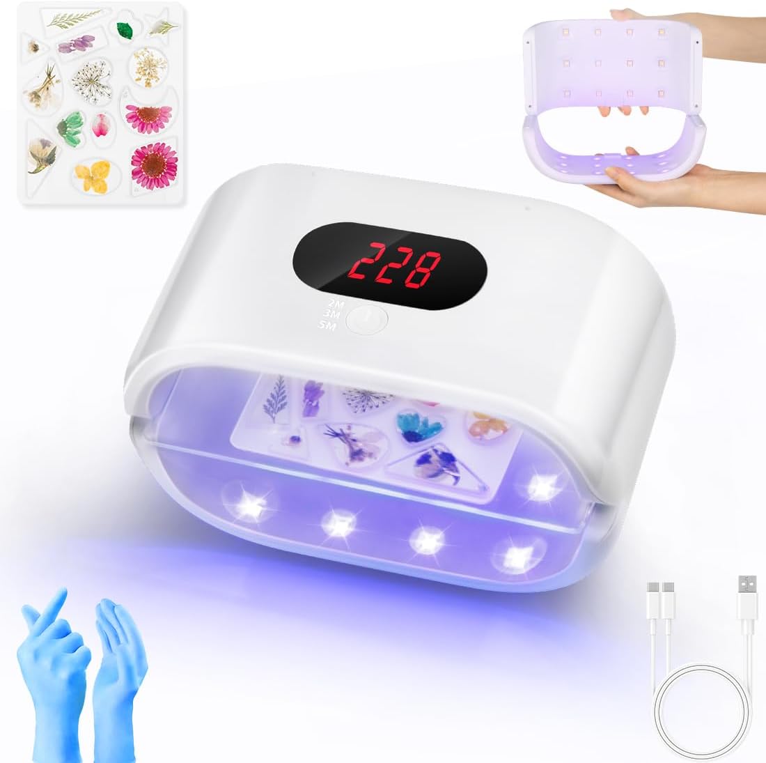 UV Light for Resin, 36W Double Side Fast Curing UV Resin Light with Adjustable Time Setting Portable Foldable Small UV Lamp