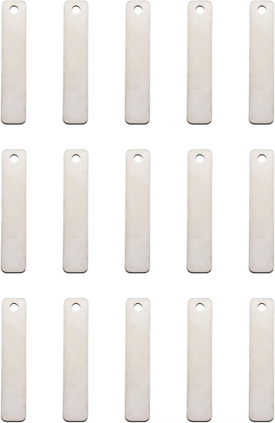 15PCS Metal Engraving Plate Stainless Steel Blank Stamping Rectangle Label 8th DIY Stamping Stamping Military Pendant Long Strip Tag
