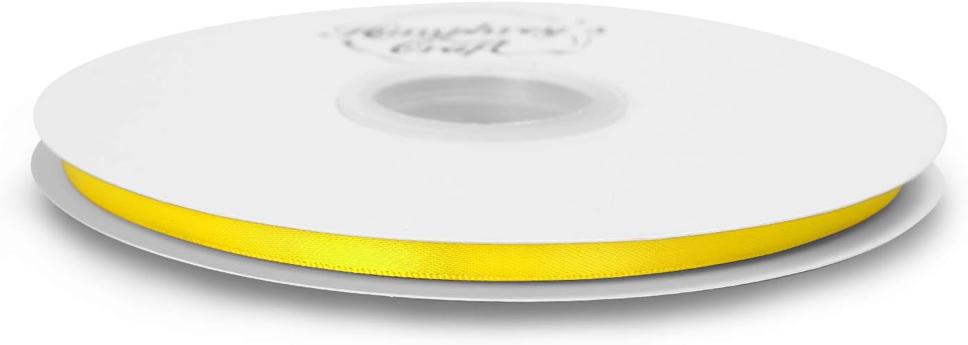 Humphrey's Craft 1/4 Inch Daffodil Yellow Double Faced Satin Ribbon - 50 Yards Variety of Color for Crafts Gift Wrapping Bows Bouquet Decoration Sewing Christmas Tree Wedding Invitations.