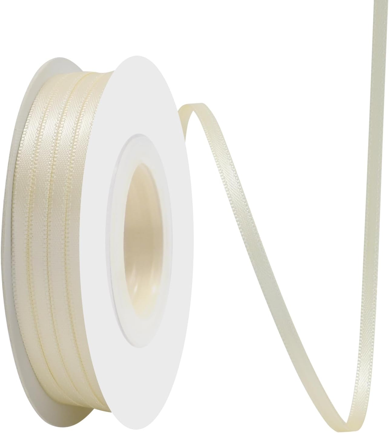 Cream Satin Ribbon 1/8" X 50 Yards Solid Color Double Faced Ribbons Perfect for Crafts Wedding Decor Bow Making Arts Sewing and More