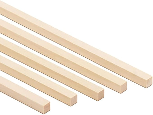 DIY Wooden Square Dowel Rod 1/4-inch x 48 Pack of 5 Hobby Wood Sticks for Crafts, Wood Trim & Architecture Model Making, by Woodpeckers
