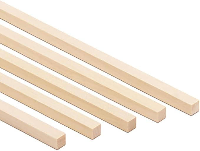 DIY Wooden Square Dowel Rod 1/4-inch x 36 Pack of 5 Hobby Wood Sticks for Crafts, Wood Trim & Architecture Model Making, by Woodpeckers