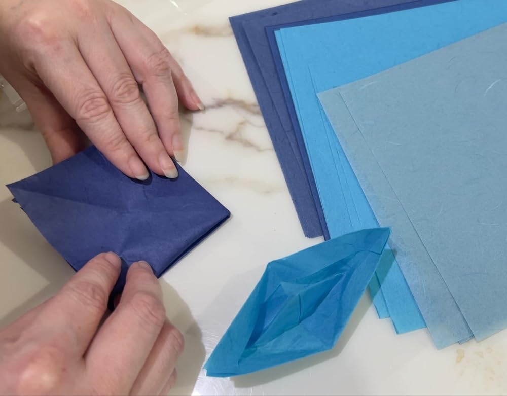 50 Sheets A4 Natural Fiber Mulberry Tree Mulberry Paper Sheets Art Tissue Washi Paper Design Craft Art Origami Suppliers Card Making DIY Crafts (Bule Tone, A4)