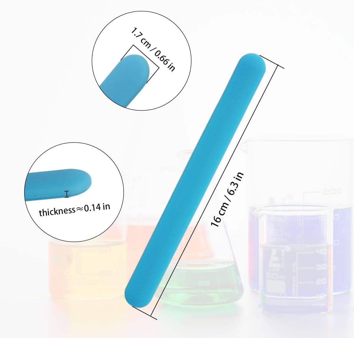 6 PCS Reusable Silicone Stirring Stick, Silicones Stirrings Sticks, Blue Reusable Silicone Wax Stick Popsicle Sticks Tools, for DIY Crafts, Resin, Liquid, Paint