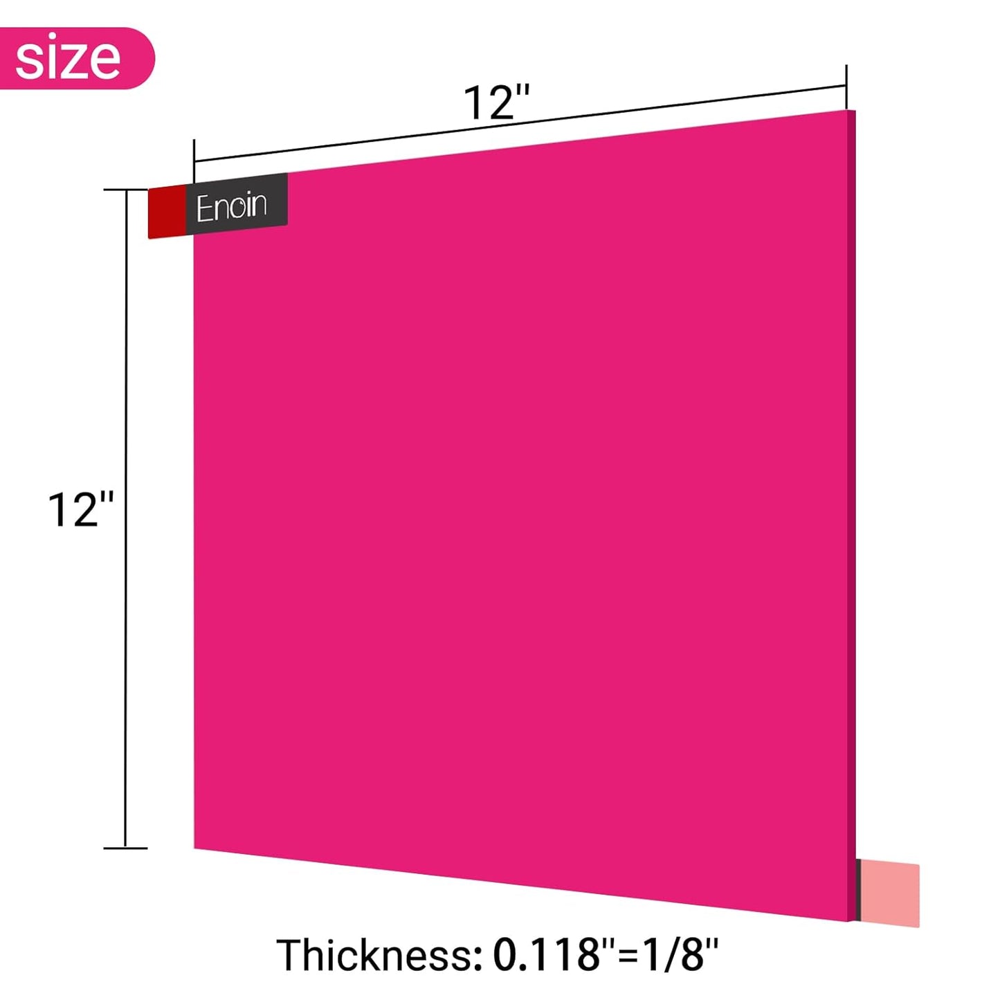 Enoin 2 Pack 12x12 Inches Pink Non Transparent Acrylic/Plexiglass Sheet 0.118'' 1/8 Thick, Plastic Sheet Colored Board Panel for Glass, DIY, Painting, Art Craft