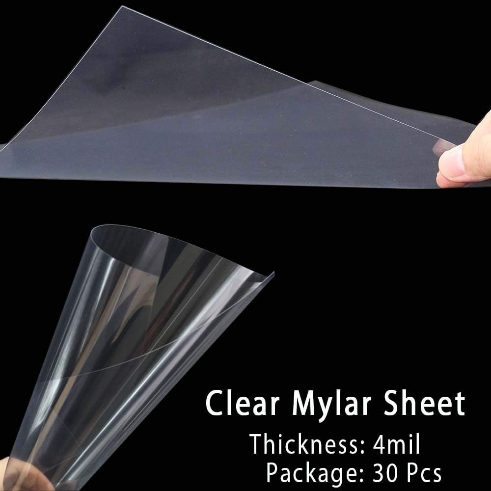 30 Pack 4 Mil Blank Stencil Sheets, 12 x 12inch Clear Mylar Blank Stencils, Reusable Template Material for Make Your Own Stencil