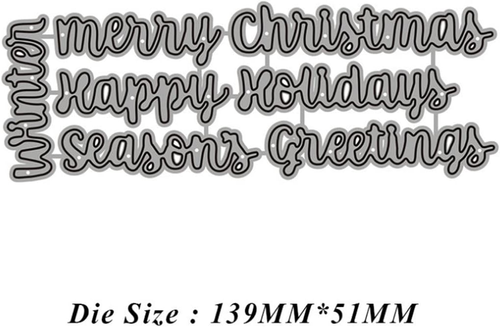 Mvchifay Cutting Dies Happy Birthday Holiday Thanks Greetings Metal Stencils Scrapbooking Tool Love Heart DIY Carbon Steel Embossing Template for Paper Card Making (Happy Holiday Greetings)