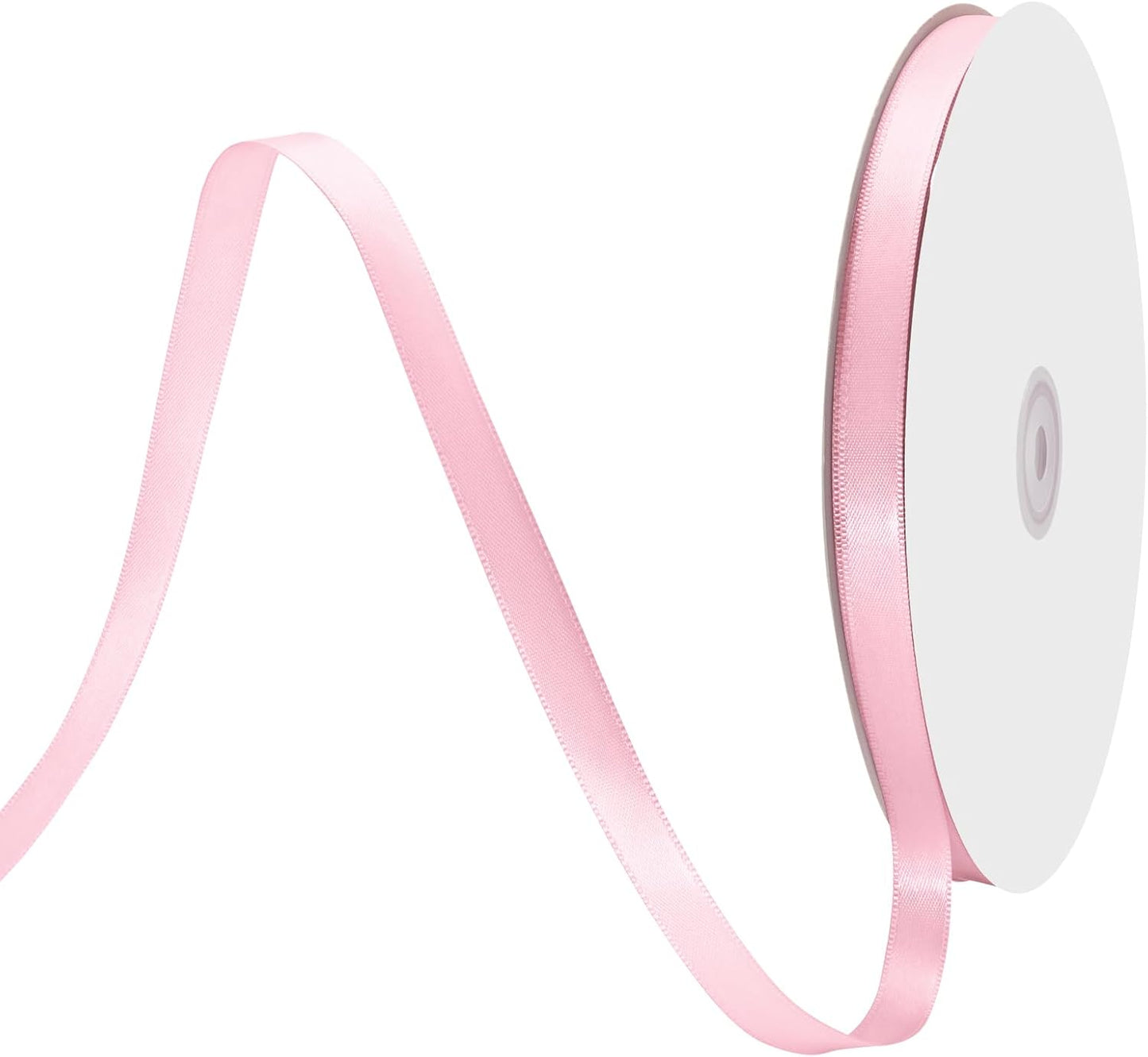 3/8" X 100 Yards Pearl Pink Satin Thin Ribbon Solid Color Double Faced Ribbons Perfect for Crafts Wedding Decor Bow Making Arts Sewing and More