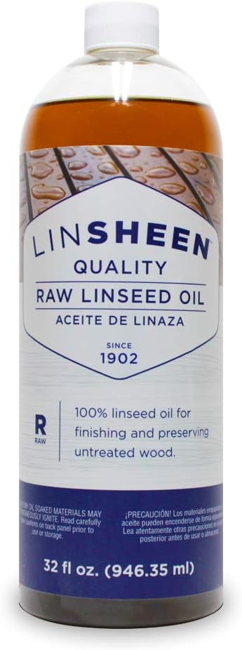 Raw Linseed Oil – Flaxseed Wood Treatment Conditioner to Rejuvenate, Restore and Condition Wood Patio Furniture, Decks to Kitchen Cutting Boards, 32 oz Bottle