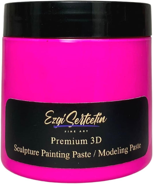 3D Sculpture Painting Paste|Texture Paste|Decorative Plaster|Ready to Use|Unique Colors|Ideal for Artwork|Stencil|Flowers|Texture|Art Relief|New Formula| 6 oz (Neon Pink)