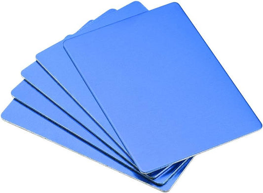 uxcell Blank Metal Card 88x53x0.8mm Anodized Aluminum Plate for DIY Laser Printing Engraving Blue 5 Pcs
