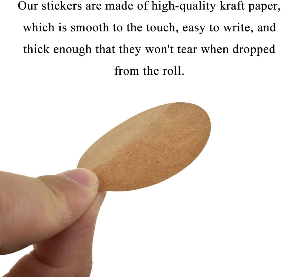 HAHIYO 2Inch 500Pcs Natural Brown Kraft Sticker Round Label Sticker Roll Round Blank Label Sticker to Write On Permanent Adhesive Dot Sticker for Jar and Canning Label Price Tag Store Organizing