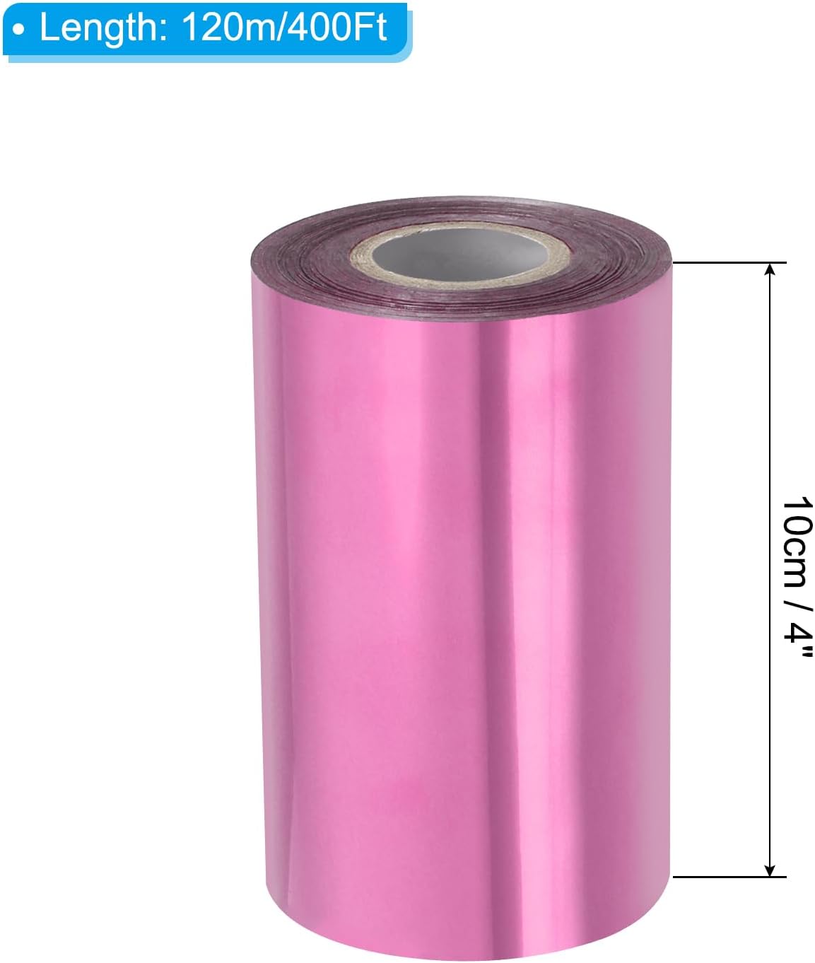 PATIKIL 4"x400Ft Hot Stamping Foil Paper, Heat Transfer Hot Stamping Paper Foil Roll for Leather DIY Logo Decor Craft Gift Package Scrapbook Card, Pink