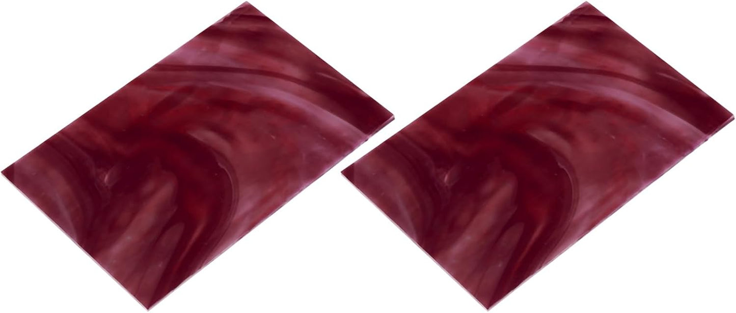 MECCANIXITY 2 Pcs Stained Glass Sheet Mosaic Tile 7.9 Inch x 5.9 Inch Dark Red Stained Glass Sheets for Crafts DIY Art Project