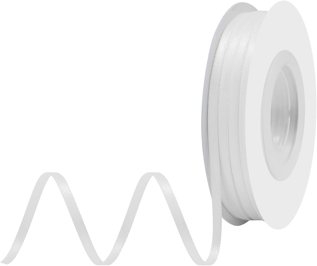 White Satin Ribbon 1/8" X 50 Yards Solid Color Double Faced Ribbons Perfect for Crafts Wedding Decor Bow Making Arts Sewing and More