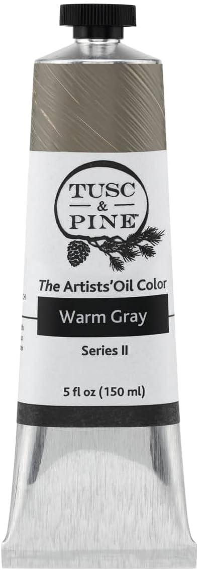 Tusc & Pine Artist Oil Paint - Warm Gray, 150 ml, Non-Yellowing, Rich & Creamy Consistency, Maximum Pigment Load, Small Batch Milled Oil Paints Made in the USA for Professional Artists