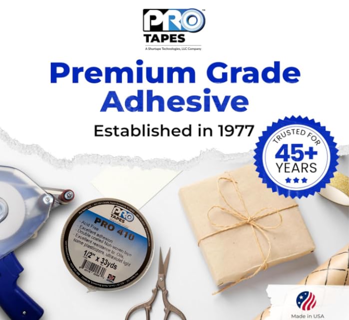 Pro 410 ATG Adhesive Transfer Tape - Acid-Free, Double Sided Tape for Scrapbooking, Framing, Laminating & Mounting - Permanent Bond for Paper, Plastic, Cloth, Vinyl & Cork - Weather-Resistant
