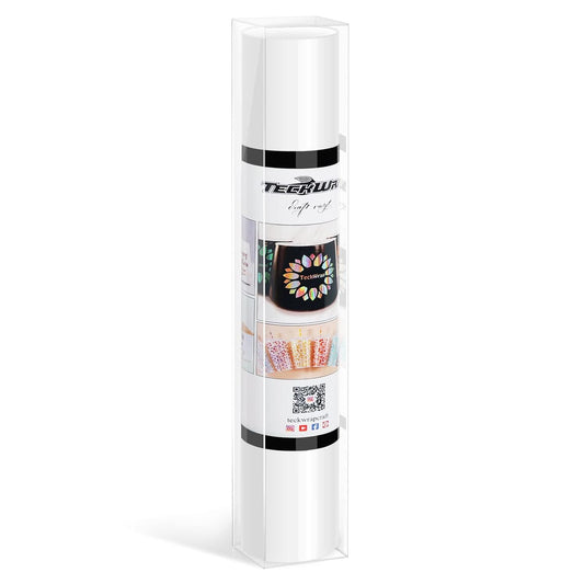 TECKWRAP 001 Smart Adhesive Vinyl Permanent,13in x 5ft, Vinyl for DIY Decal Projects, Compatible with Explore3/Maker3, Glossy Coconut White