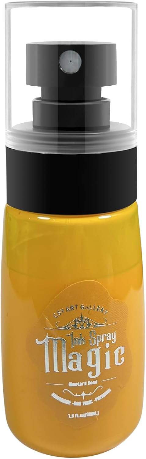 Csy art gallery Oxide Ink Spray-Water Reactive Dye Pigment-Acrylic Ink Spray for Sticky Back Canvas, Wood, Paper, Clay,Create Backgrounds On Cards (Mustard Seed)