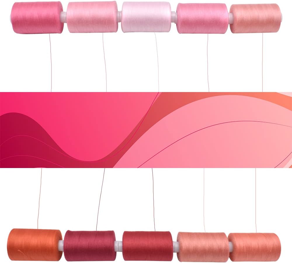 Sewing Thread 10 Color Sewing Industrial Purpose 1000 Yards Per Spool 40S/2 Polyester for DIY Sewing Machine,Embroidery Machine,Hand Sewing (Red)