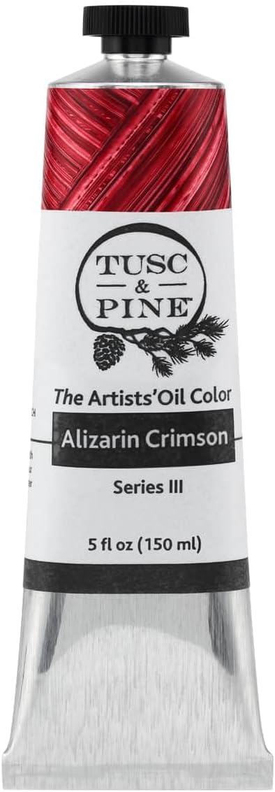 Tusc & Pine Artist Oil Paint - Alizarin Crimson, 150 ml, Non-Yellowing, Rich & Creamy Consistency, Maximum Pigment Load, Small Batch Milled Oil Paints Made in the USA for Professional Artists