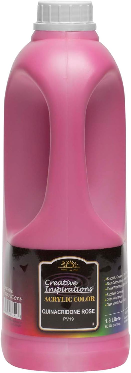 Creative Inspirations Acrylic Paint - Quinacridone Rose - 1.8 Liter - Smooth & Creamy Consistency, Vibrant Pigmentation, Great Coverage for Artists - Clean Up with Soap & Water