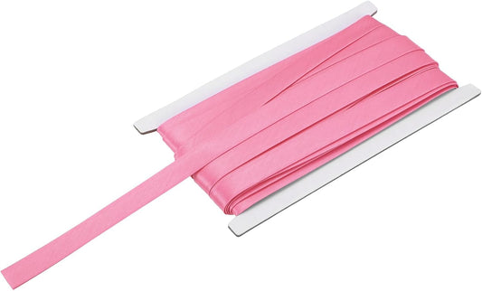 MECCANIXITY Double Fold Bias Tape for Sewing 5/8 Inch x 12 Yards Satin Pre-fold Continuous Binding Tape for Seaming Quilting Hemming Binding DIY Crafts, Pink