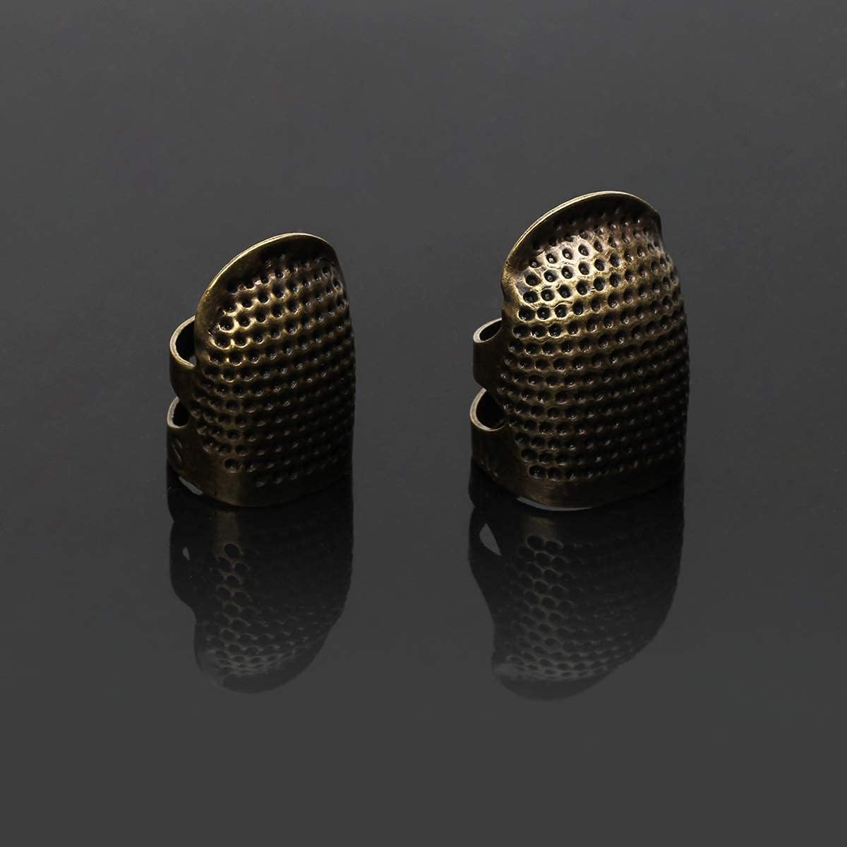 4 Piece Sewing Thimble Hand-Working Sewing Thimble Finger Protector Adjustable Metal Finger Shield Ring Needlework Fingertip DIY Sewing Tools Accessories
