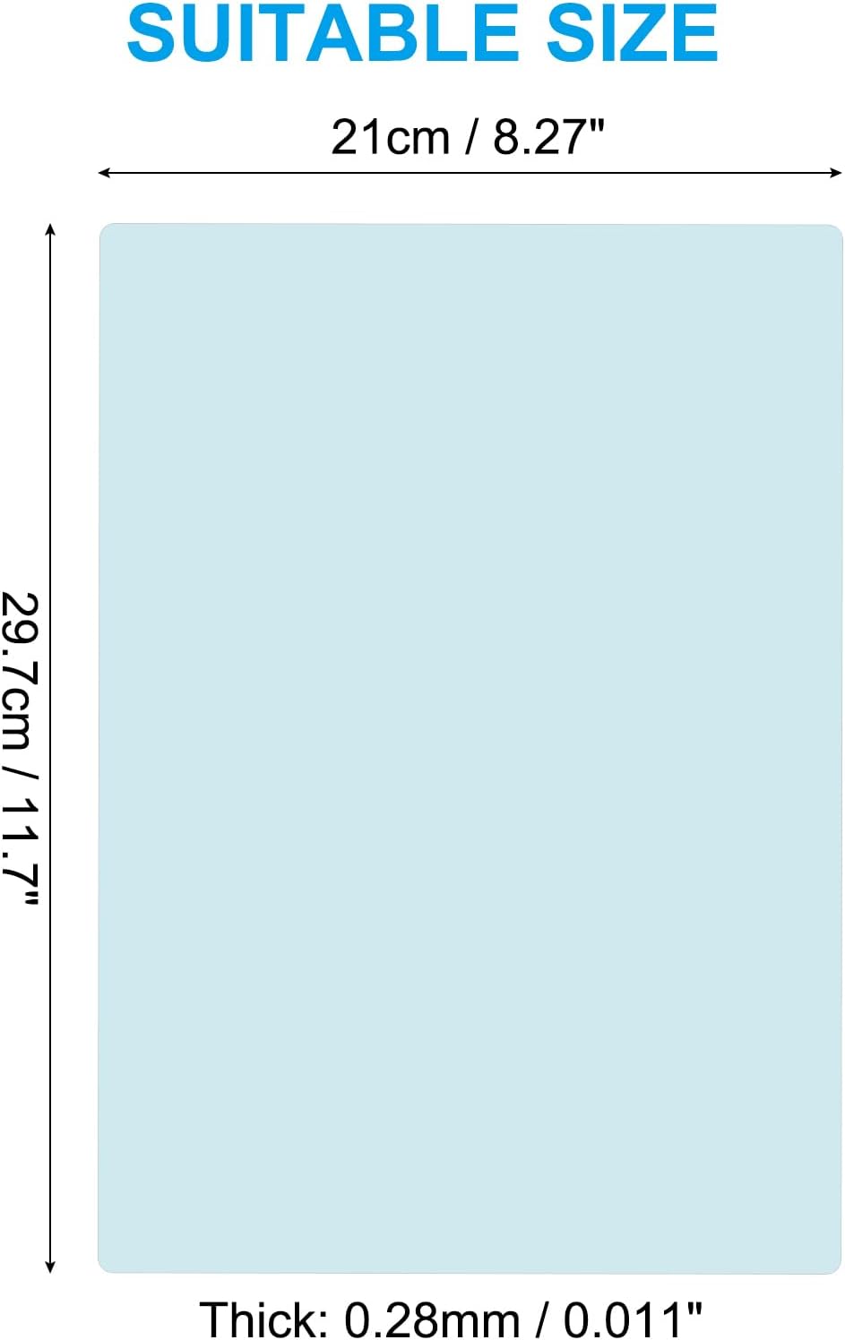 PATIKIL A4 Size Guided Reading Sheet, 5pcs Correction Lighting Gel Filter Colored Overlay Transparent Color Film for Classroom Photo Studio, Light Blue