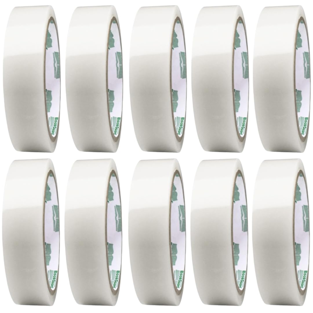 BookGuard 1 Inch Bookbinding Tape, Book Tape and Book Repair Tape with Acid Free Tape and Archival Book Repair Tape, Clear, 15 Yard Roll - Case of 10