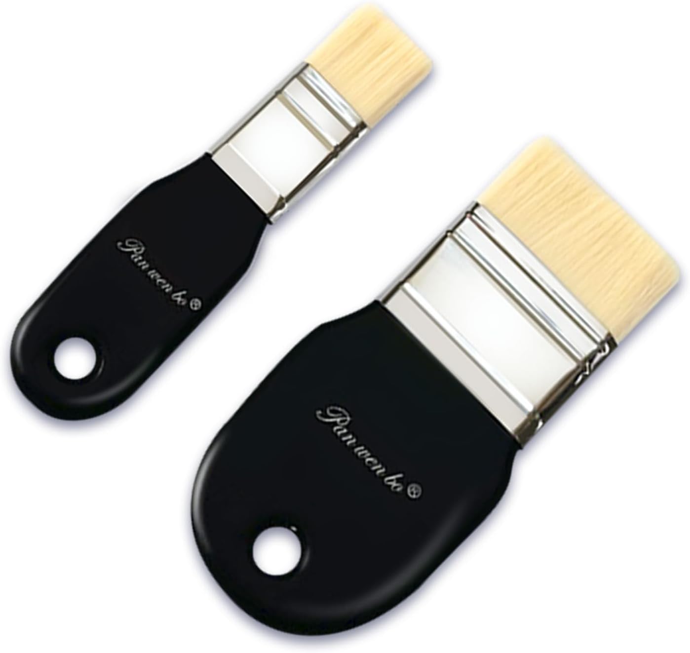 2 PCS Flat Paddle Paint Brush Set, Nylon Painting Brushes for Acrylic, Oil, Paint, Varnishes, Watercolor, Painter, Students, Artist and Watercolor Brushes Paints (1''&2'')