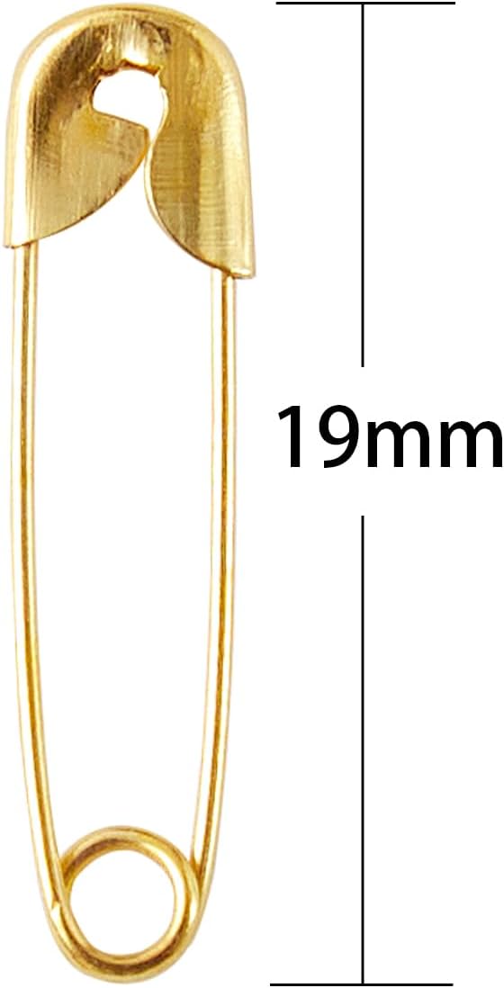 1000PCS Safety Pins, 0.75In/19mm Small Fastening Pins, Rust Resistant Nickel Plated Steel Set for Crafting, Sewing, Jewelry Making Fabric DIY, Rimming Fastening Clip Button for Garment Hang Tag (Gold)