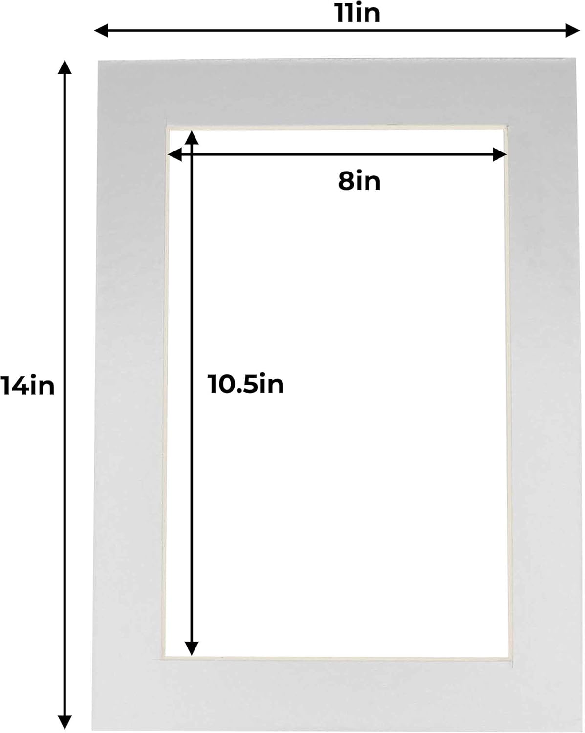 11x14 Mat for 8.5x11 Photo - Precut Metallic Silver Picture Matboard for Frames Measuring 11 x 14 Inches - Bevel Cut Matte to Display Art Measuring 8.5 x 11 Inches - Acid Free Pack of 25 MATS