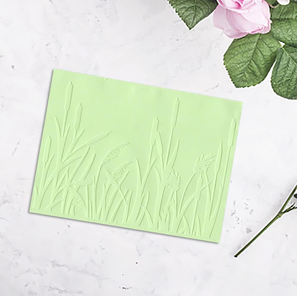3-D Textured Impressions Reed Grass Embossing Folder, Background Plastic Embossing Folder Template for Card Making Scrapbooking Paper Craft Album Stamps DIY Décor