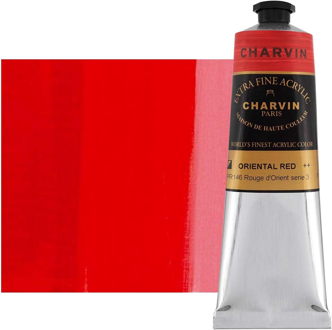 Charvin Extra Fine Professional Acrylic Paint - Oriental Red, 150ml Tube, Triple-Milled, Lightfast Pigments, Open Stock Artist Acrylic Paints in Nature-Inspired Hues