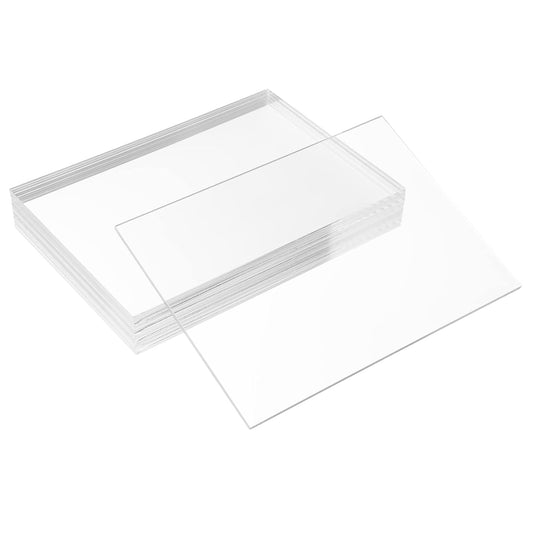 Pack of 10 Clear Acrylic Sheet 8" x 10" Cast Plexiglass Panel 1/8" Thick (3mm) Transparent Plastic Board for Sign, Craft, Display Projects, Laser Cutting, Engraving