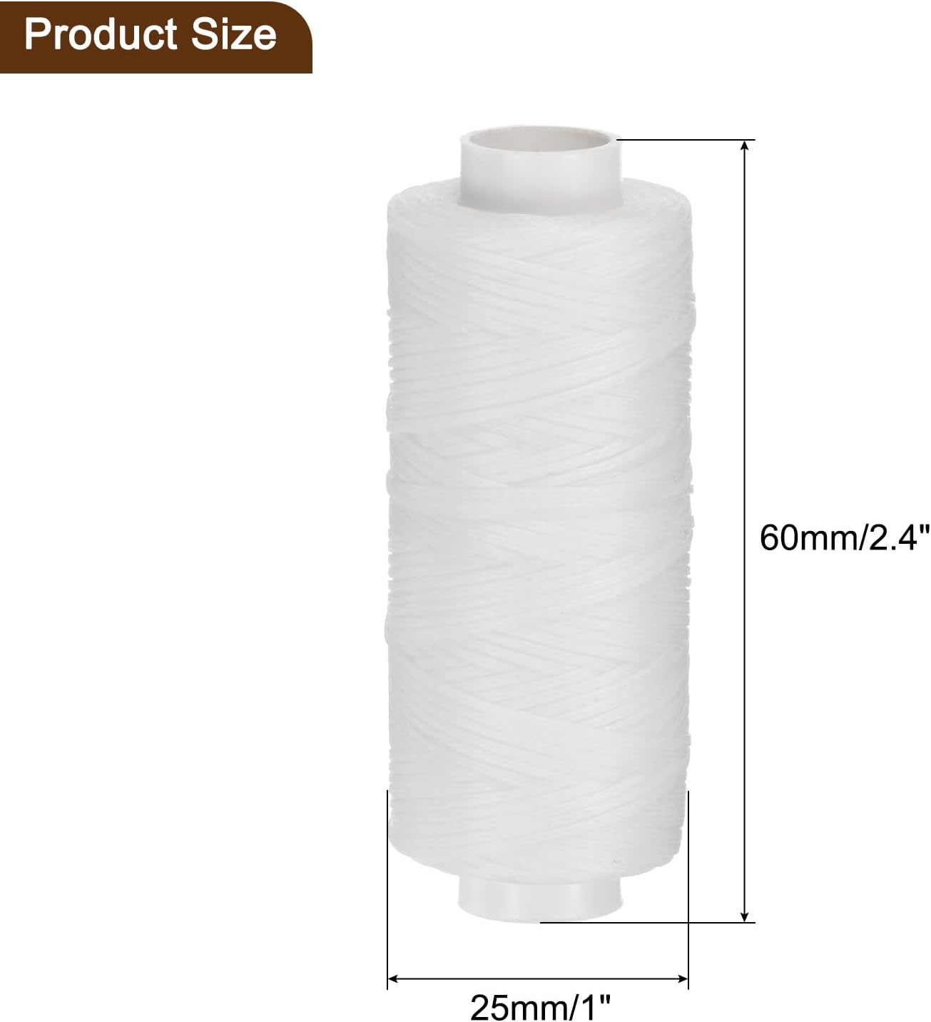 uxcell Leather Sewing Waxed Thread, 55 Yards / 50m 0.8mm 150D Flat Polyester All-Purpose Threads for Leather Crafts, Bookbinding, White