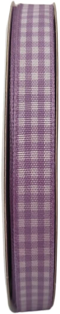 Purple Gingham Plaid Checked Ribbon 25 Yard Each Roll 100% Polyester (3/8", Purple)