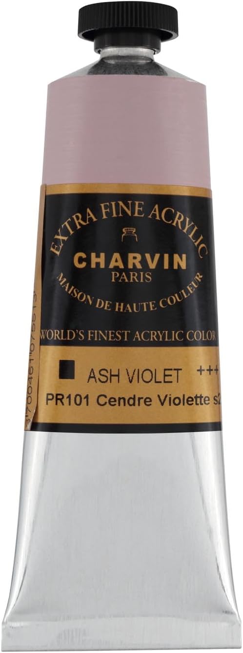Charvin Extra Fine Professional Acrylic Paint - Ash Violet, 60ml Tube, Triple-Milled, Lightfast Pigments, Open Stock Artist Acrylic Paints in Nature-Inspired Hues
