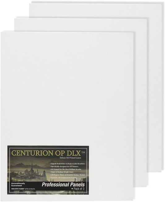 Centurion Deluxe Professional Oil Primed Linen Canvas Panels - 6x9-3 Pack of Linen Canvases for Painting, Artwork and More