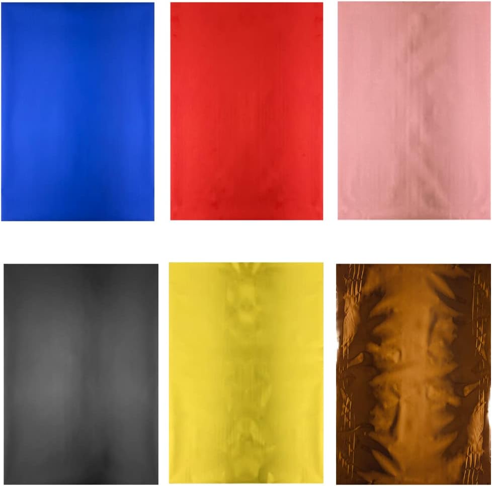 300Pieces Toner Reactive Foil 6 Assorted Color 11.4x7.9inch Embossed Metallic Foil Paper Sheets&Designs Foil Paper for Foil Transfer Kit Foil Quill/Heat Foil Pen Foil by Printer&Laminator