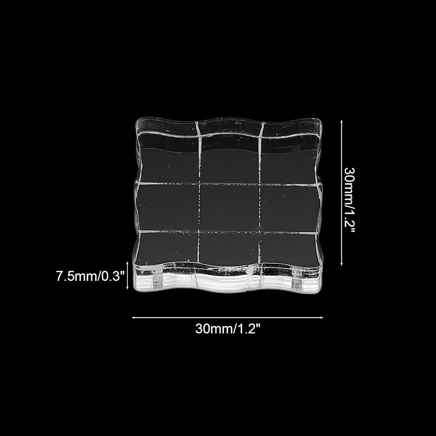 PATIKIL 1.2"x1.2" Acrylic Stamp Block, 6Pcs Clear Stamping Block with Grid Lines Decorative Mounting Blocks Wave for Scrapbooking DIY Crafts Card Making