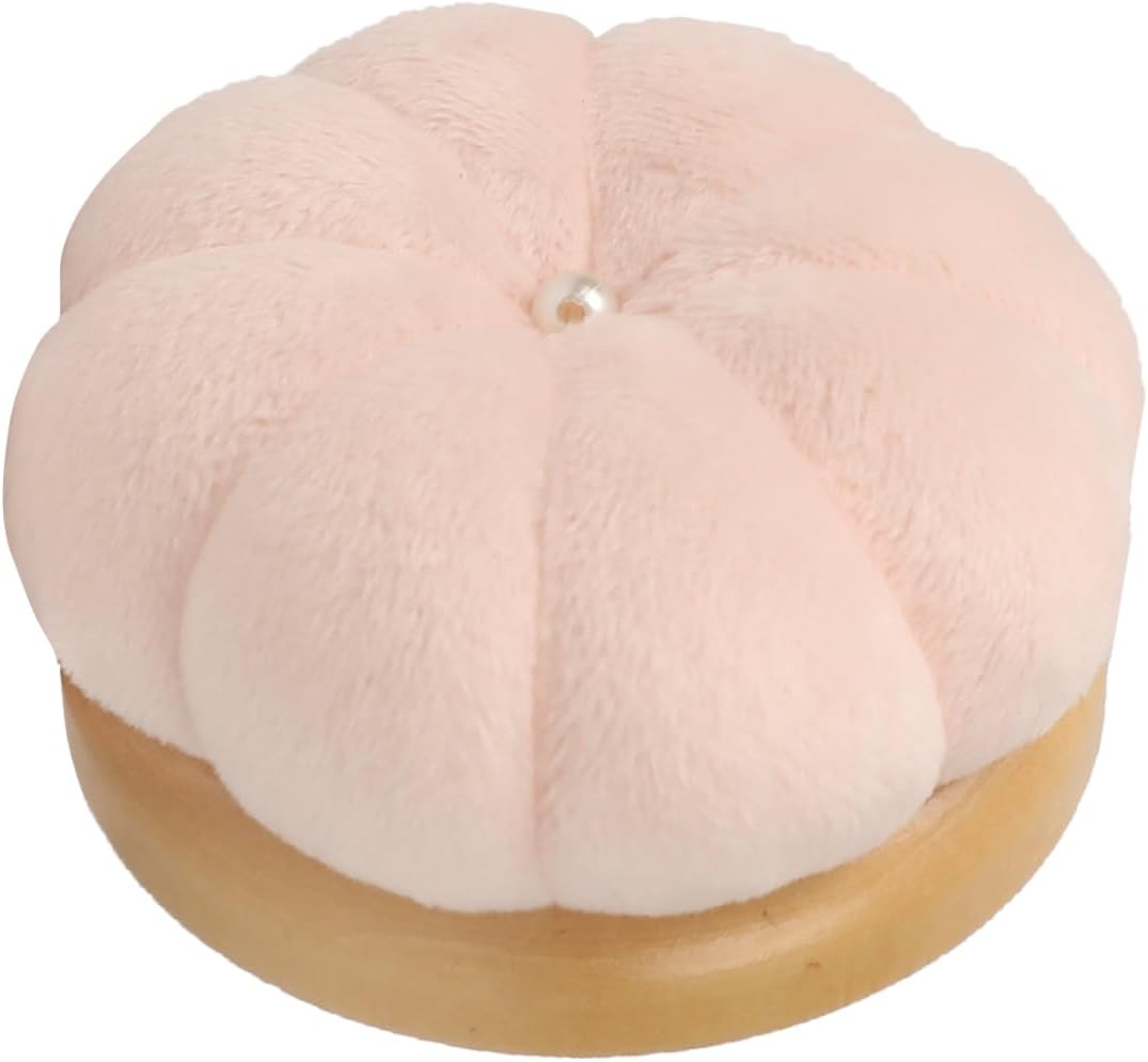 Hilltian Pin Cushion for Sewing, Wooden Base Sewing Pincushion with 100 Plastic Head Pins, Cute Pins Holder for Sewing Quilting (Light Pink)