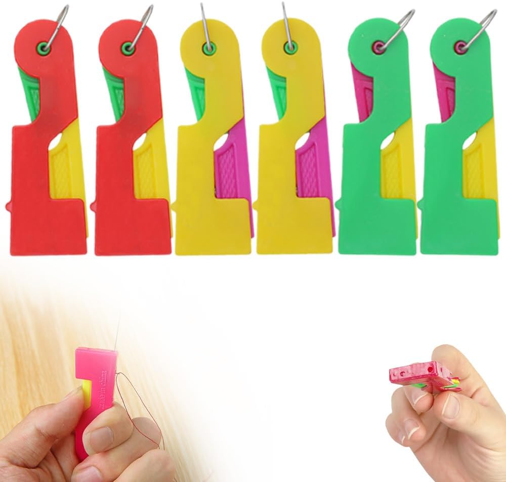 Automatic Needle Threader,2024 New Plastic Needle Threaders,Used to Quickly Thread The Thread Into The Needle Hole, Suitable for The Elderly and Those Who Like to Do Needlework(Random Color) (6 PCS)