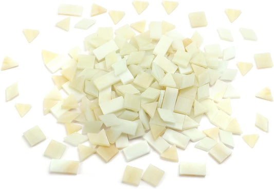 Multi-Color Options, Lanyani 200 Pieces Glass Mosaic Tiles for Crafts,4 Shapes Mixed Colorful Glass Tiles Tiffany Stained Glass Pieces for Mosaic,Cream