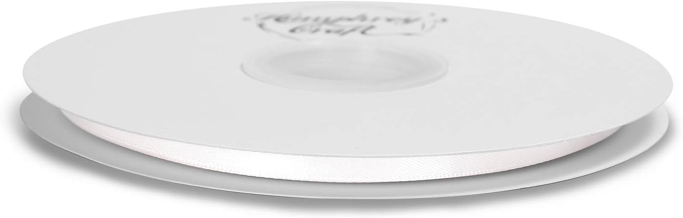 Humphrey's Craft 1/4 Inch White Double Faced Satin Ribbon - 50 Yards Variety of Color for Crafts Gift Wrapping DIY Bows Bouquet Decoration Sewing Christmas Tree Wedding and Invitation Card.